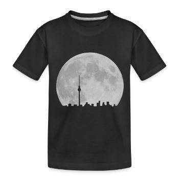 Berlin Skyline vor Mond Fernsehturm Alexanderplatz - Kinder Premium Bio T-Shirt - Schwarz - Vorne