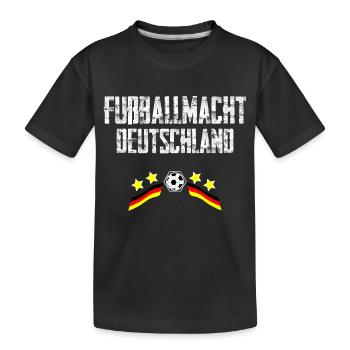 Deutschland, Fußballmacht, Fußball, Sport, Vintage - Kinder Premium Bio T-Shirt - Schwarz - Vorne