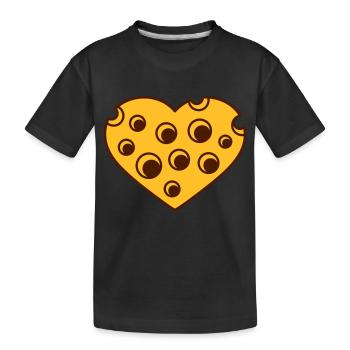 form loecher i love herz liebe kaese gauda comic c - Kinder Premium Bio T-Shirt - Schwarz - Vorne