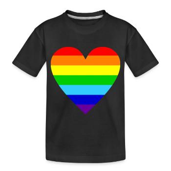 Herz Regenbogen Farben bunt - Kinder Premium Bio T-Shirt - Schwarz - Vorne