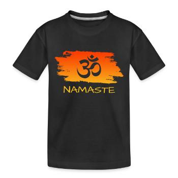 Namaste Yoga Om - Kinder Premium Bio T-Shirt - Schwarz - Vorne