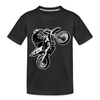 Supermoto / Supermotard / Supermoto Wheelie Biker - Kinder Premium Bio T-Shirt - Schwarz - Vorne
