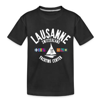 Lausanne Switzerland yacht center - Kids' Premium Organic T-Shirt - black - Front