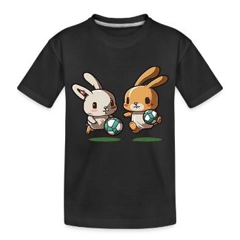 Bunnies Play Soccer Bunny Ball Sports - Kids' Premium Organic T-Shirt - black - Front