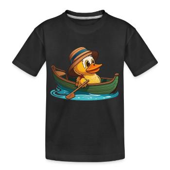 Canard mignon en bateau à rames avec chapeau d’été et fleur - T-shirt bio Premium Enfant - noir - Devant