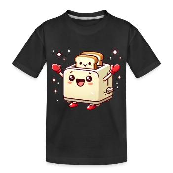 Happy Toaster with Positive Vibes - Kids' Premium Organic T-Shirt - black - Front