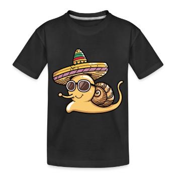 Schnecke Lustig Sombrero - Kinder Premium Bio T-Shirt - Schwarz - Vorne