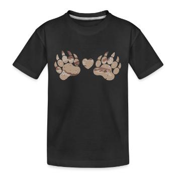 Camouflage paws paws claws desert camouflage heart - Kids' Premium Organic T-Shirt - black - Front