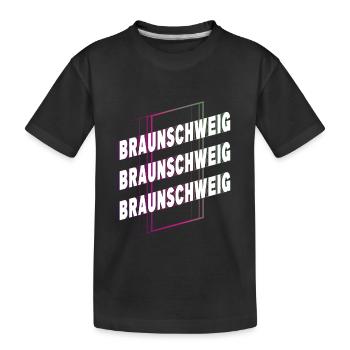 Braunschweig Germany City Font Skyline - Kids' Premium Organic T-Shirt - black - Front