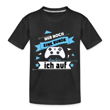 Nur noch eine Runde lustiger Gaming Spruch - Kinder Premium Bio T-Shirt - Schwarz - Vorne