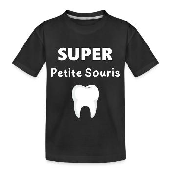 SUPER LITTLE MOUSE SAVING BABY TEETH - Kids' Premium Organic T-Shirt - black - Front