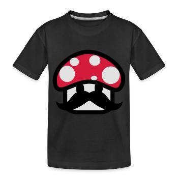 champignon avec moustache,dessin,jeux vidéo,drôle - T-shirt bio Premium Enfant - noir - Devant