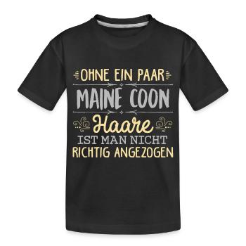 MAINE COON Haare gehören dazu - Kinder Premium Bio T-Shirt - Schwarz - Vorne