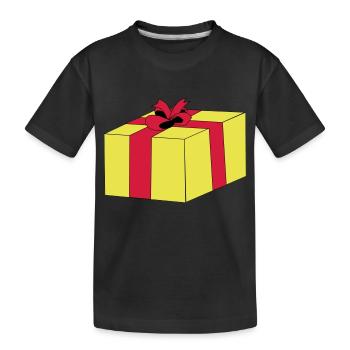 Gift wrapped surprise ribbon package - Kids' Premium Organic T-Shirt - black - Front