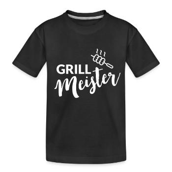 Grillmeister mit Grillzange - Kinder Premium Bio T-Shirt - Schwarz - Vorne