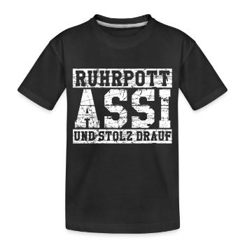 Ruhrpott Assi - und stolz drauf - Kinder Premium Bio T-Shirt - Schwarz - Vorne
