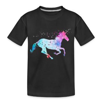 Licorne avec paillettes - T-shirt bio Premium Enfant - noir - Devant