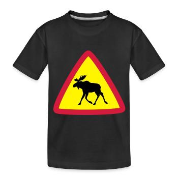 Elk warning 3clr - Kids' Premium Organic T-Shirt - black - Front