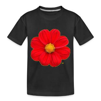 Red flower with yellow heart - Kids' Premium Organic T-Shirt - black - Front