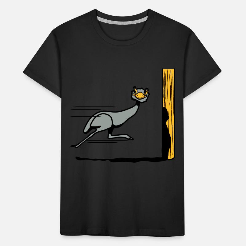 Lustig Emu Strauss rennen witzig comic Cool Kinder Premium Bio T-Shirt