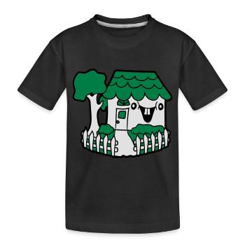 glücklich gesicht comic süß niedlich idyllisch zau - Kinder Premium Bio T-Shirt - Schwarz - Vorne