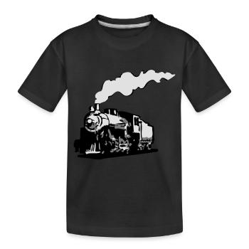 dampflok railroad locomotive romance - Kids' Premium Organic T-Shirt - black - Front