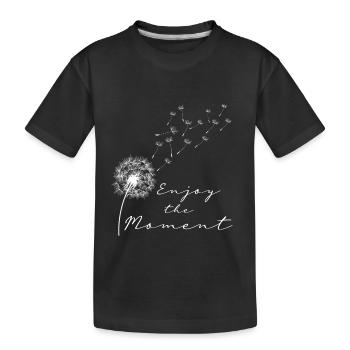 Enjoy the moment Pusteblume Löwenzahn Leichtigkeit - Kinder Premium Bio T-Shirt - Schwarz - Vorne