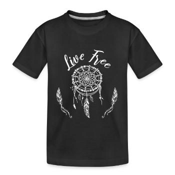 Live Free Dream Catcher Indians Feathers Feather - Kids' Premium Organic T-Shirt - black - Front