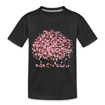 Arbre et pétales de fleurs de cerisier - T-shirt bio Premium Enfant - noir - Devant