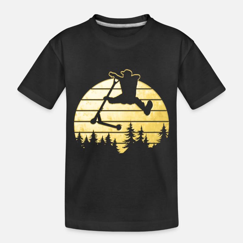 Cooles Stunt Scooter Design Im Gold Look - Kinder Premium Bio T-Shirt - Schwarz