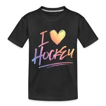 I love hockey - Kids' Premium Organic T-Shirt - black - Front