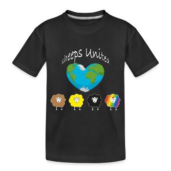 Les moutons du monde s’unissent ! Le monde un cœur. - T-shirt bio Premium Enfant - noir - Devant