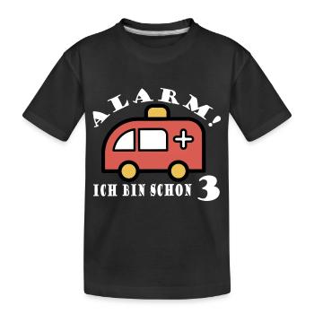 Alarm ich bin schon 3 Krankenwagen - Kinder Premium Bio T-Shirt - Schwarz - Vorne
