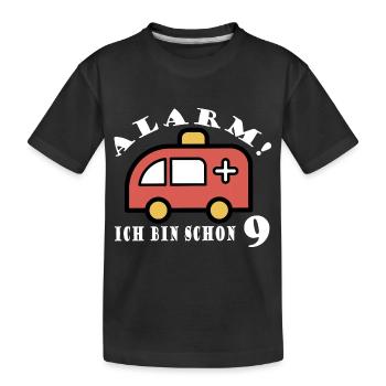 Alarm ich bin schon 9 Krankenwagen - Kinder Premium Bio T-Shirt - Schwarz - Vorne