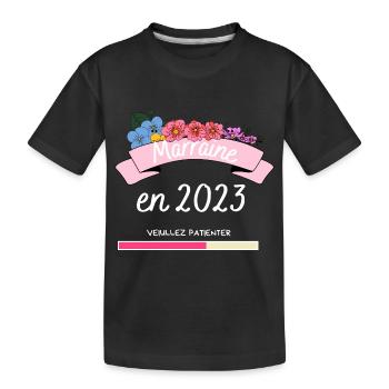 Marraine En 2023 Pour Futur Marraine Maman Baptême - Kids' Premium Organic T-Shirt - black - Front