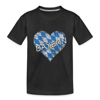 Bayern Herz - Kinder Premium Bio T-Shirt - Schwarz - Vorne