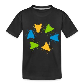 Bunte Hausfliegen Gruppe Team - Kinder Premium Bio T-Shirt - Schwarz - Vorne