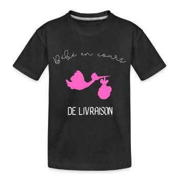bébé en cours de livraison fille - T-shirt bio Premium Enfant - noir - Devant