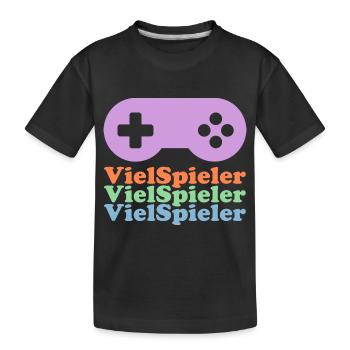 Viel Spieler - Kinder Premium Bio T-Shirt - Schwarz - Vorne