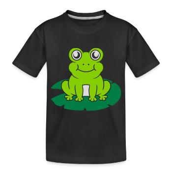 Niedlicher Frosch sitzt Seerose - Kinder Premium Bio T-Shirt - Schwarz - Vorne