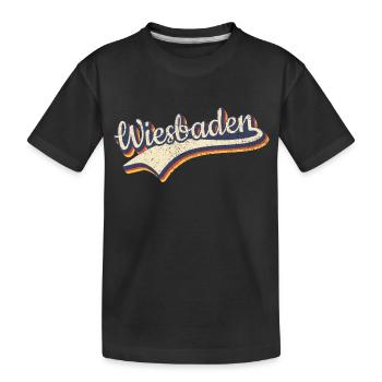 Deutschland Wiesbaden Vintage Retro Typografie - Kinder Premium Bio T-Shirt - Schwarz - Vorne
