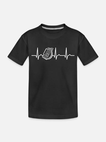 EKG Kurve - Herzkurve - Puls - Musik - Zither - Kinder Premium Bio T-Shirt - Schwarz