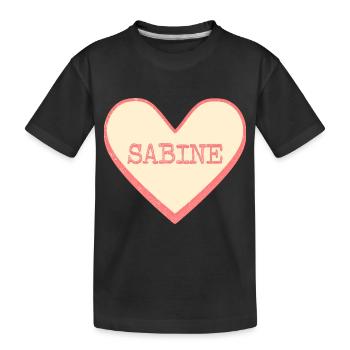 Sabine Nom Prénom Coeur de sucre rose - T-shirt bio Premium Enfant - noir - Devant