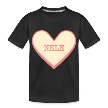 Nele Nom Prénom Pink Sugar Heart - T-shirt bio Premium Enfant - noir - Devant