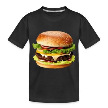 Hamburgers, fast food always tastes good - Kids' Premium Organic T-Shirt - black - Front