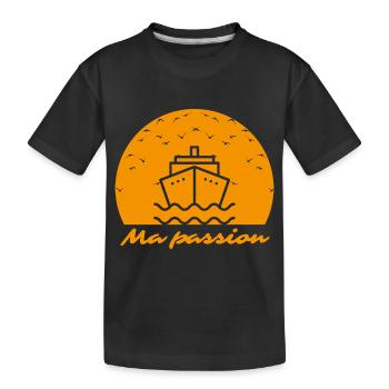 Ma passion le bateau - T-shirt bio Premium Enfant - noir - Devant