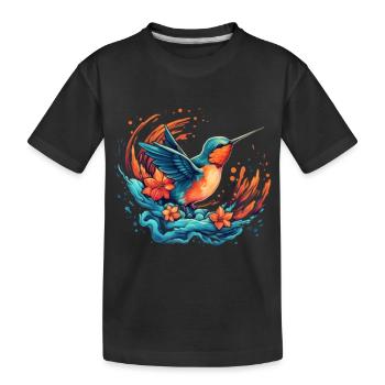 Oiseau explosion de fleurs - T-shirt bio Premium Enfant - noir - Devant