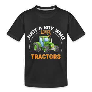 Just a Boy who Loves Tractors - Kinder Premium Bio T-Shirt - Schwarz - Vorne