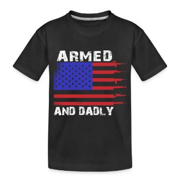Armed and paternal Funny paternal fathers - Kids' Premium Organic T-Shirt - black - Front