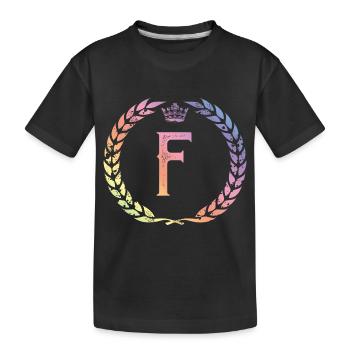 F Buchstabe Kranz - Kinder Premium Bio T-Shirt - Schwarz - Vorne
